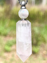 Load image into Gallery viewer, Aura Coated Rose Quartz • Bottle Necklace
