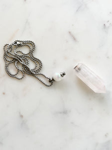 Aura Coated Rose Quartz • Bottle Necklace