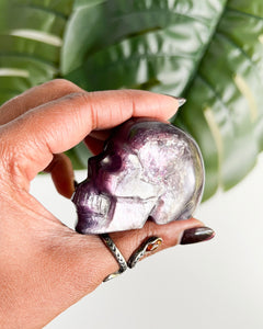 Natural GEM Lepidolite Skull • D