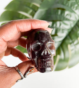 Natural GEM Lepidolite Skull • B