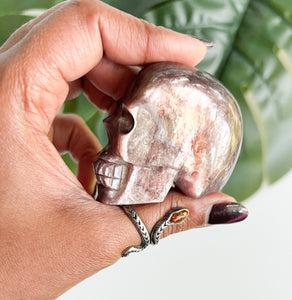 Natural GEM Lepidolite Skull • B