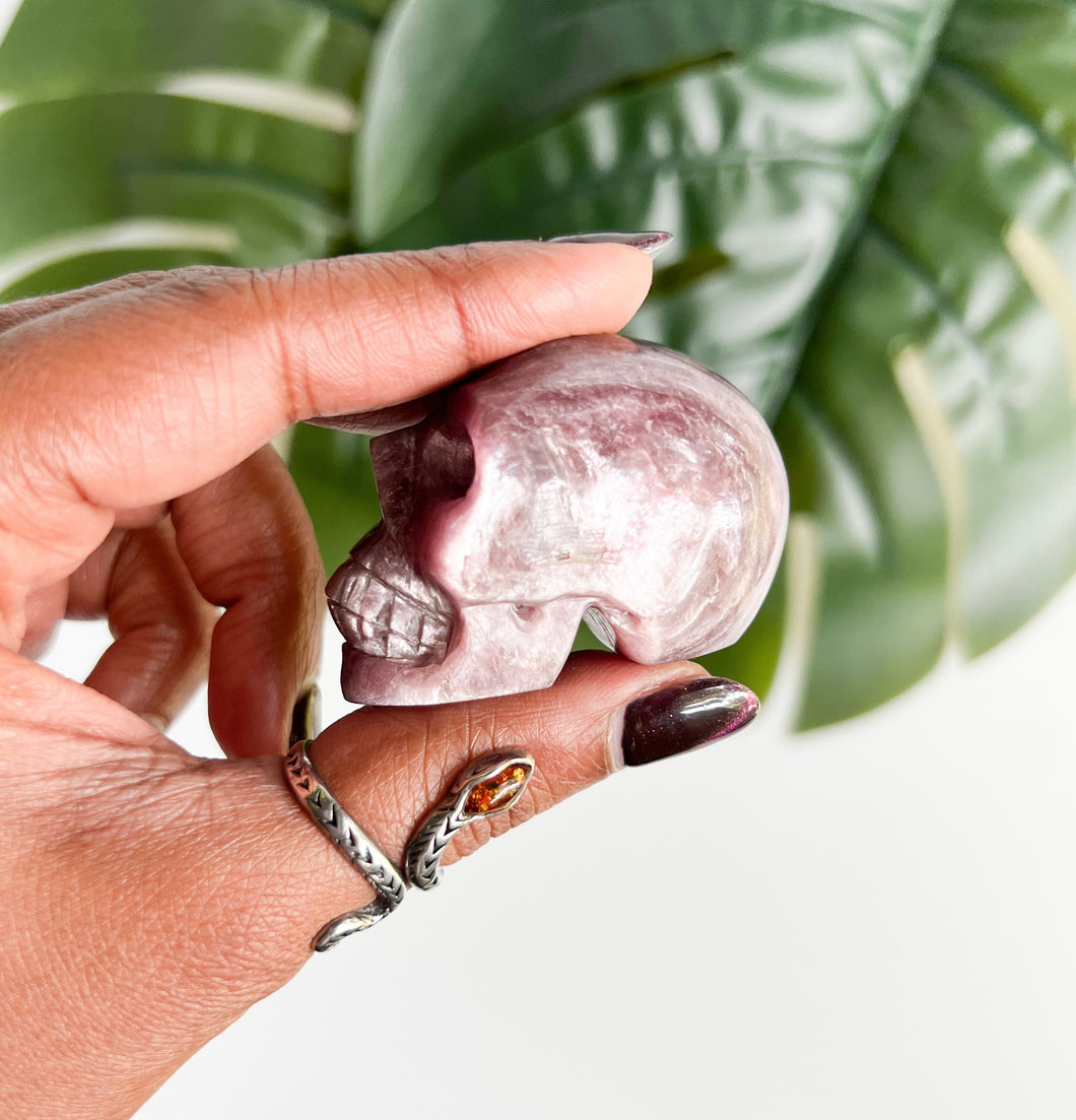 Natural GEM Lepidolite Skull • G