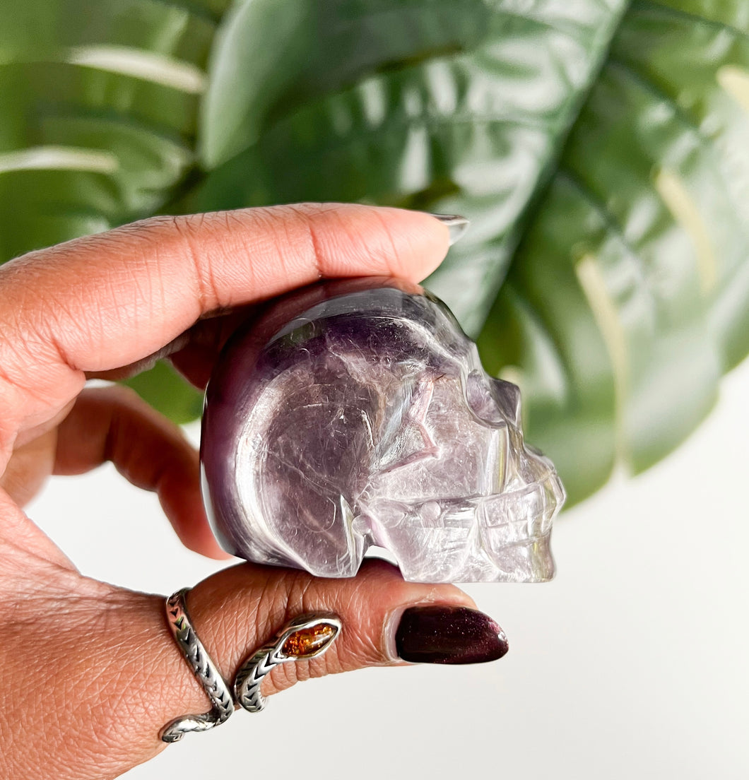 Natural GEM Lepidolite Skull • D