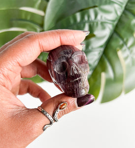 Natural GEM Lepidolite Skull • G