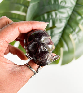 Natural GEM Lepidolite Skull • F