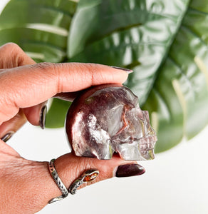 Natural GEM Lepidolite Skull • F